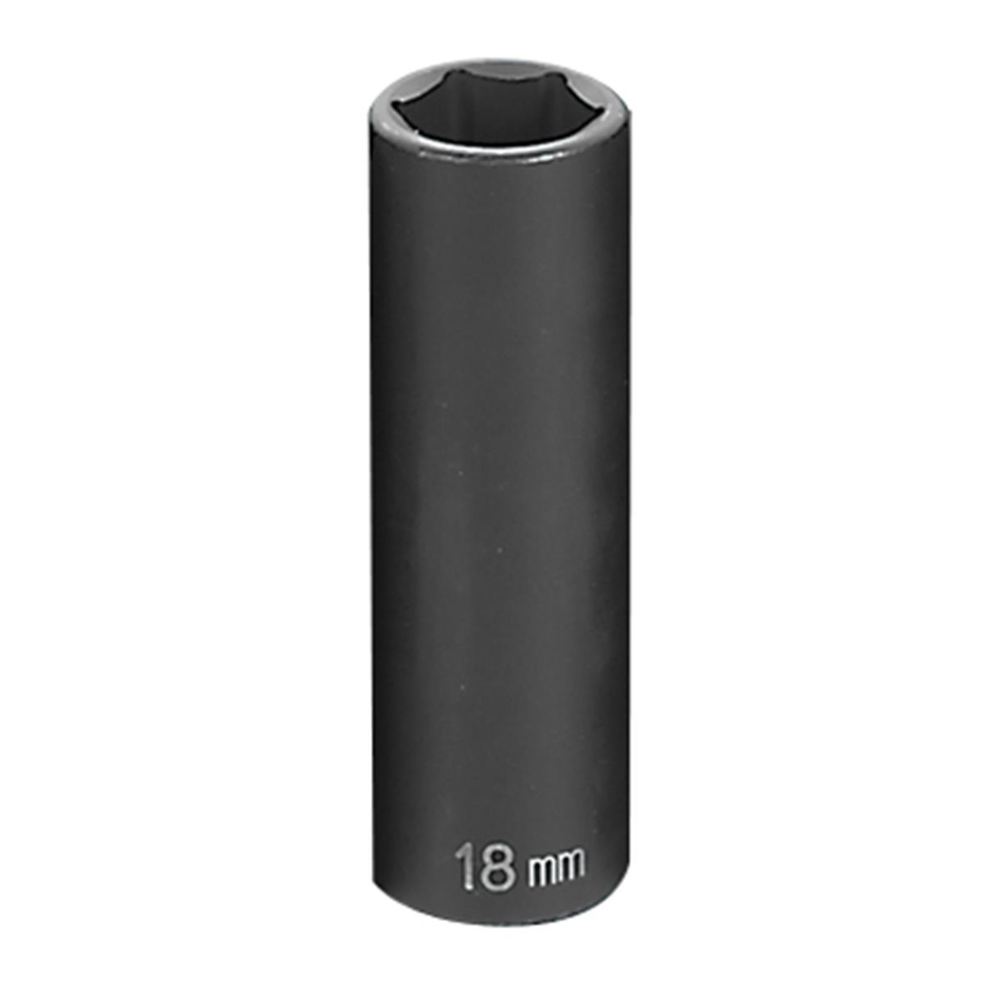 Grey Pneumatic Deep Impact Socket — 18mm, 1/2in. Drive, 6-Point, Chrome-Molybdenum Steel, Model# GRE2018MD